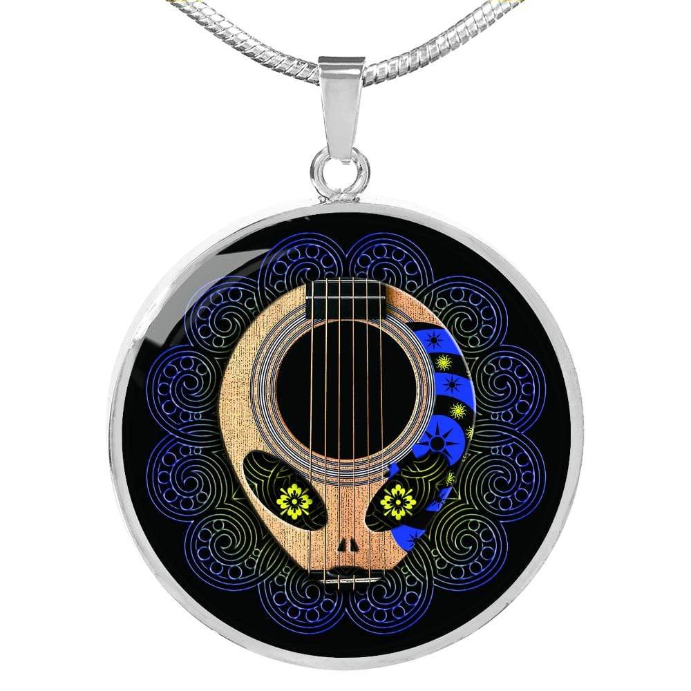 Guitar Alien Circle Necklace Stainless Steel or 18k Gold 18-22" - Express Your Love Gifts