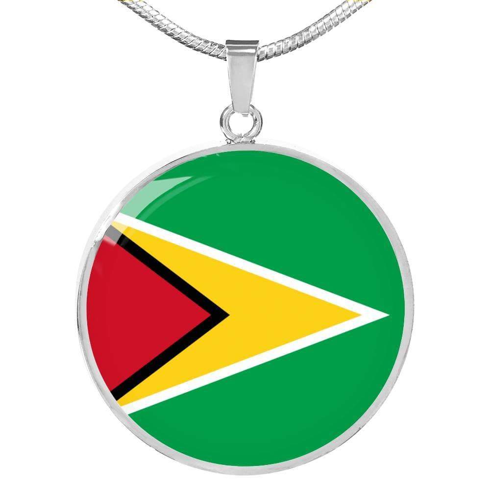 Guyana Flag Necklace Guyana Flag Stainless Steel or 18k Gold 18-22" - Express Your Love Gifts