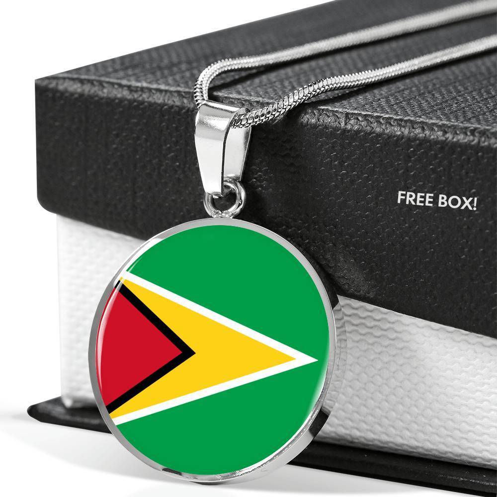 Guyana Flag Necklace Guyana Flag Stainless Steel or 18k Gold 18-22" - Express Your Love Gifts