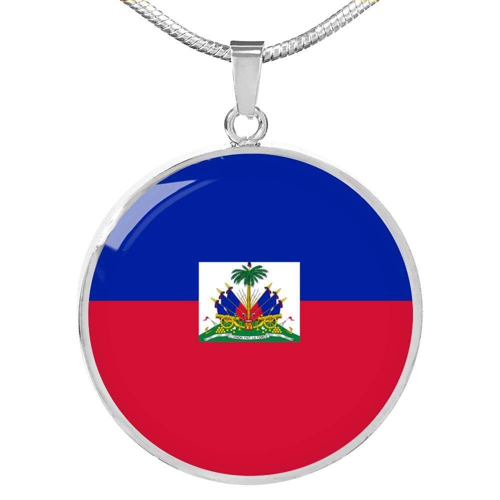 Haiti Flag Necklace Haiti Flag Stainless Steel or 18k Gold Circle Pendant 18-22" - Express Your Love Gifts