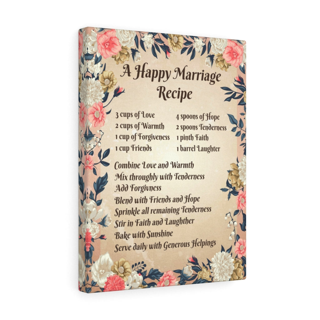 Happy Marriage Recipe Motivation Wall Decor for Home Office Gym Inspiring Success Quote Print Ready to Hang - Express Your Love Gifts