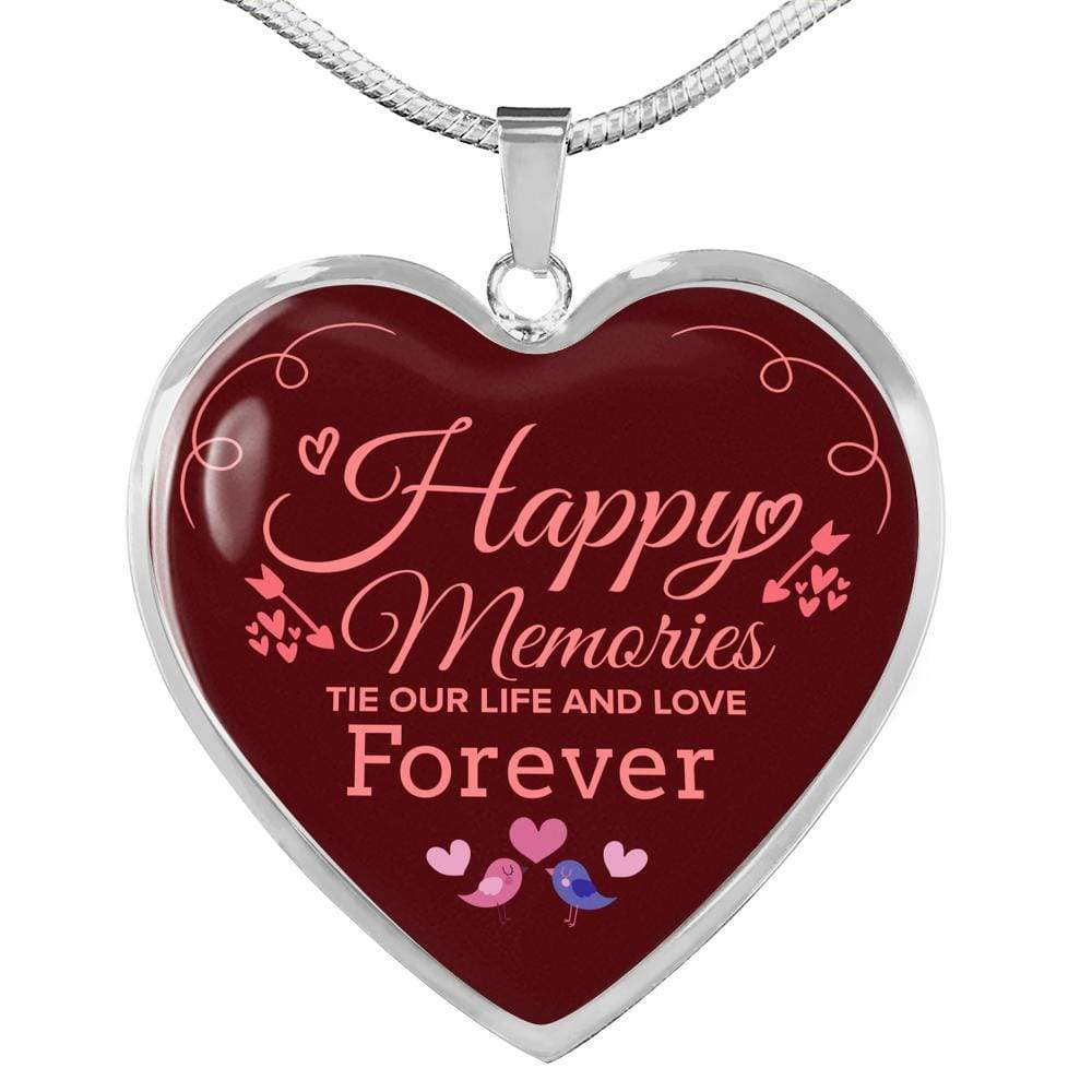 Happy Memories Necklace Stainless Steel or 18k Gold Heart Pendant 18-22" - Express Your Love Gifts