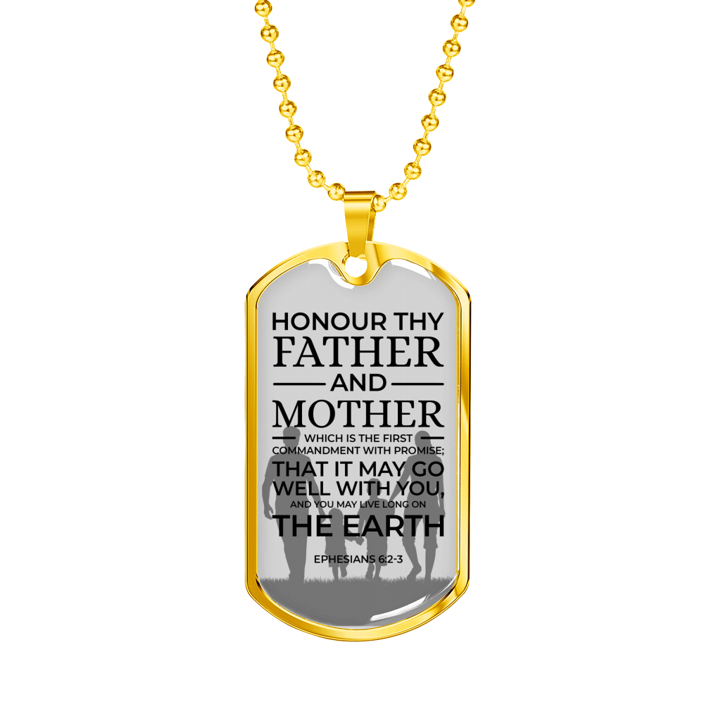 Honor Your Parents Necklace Bible Verse Dog Tag Pendant Necklace-Express Your Love Gifts