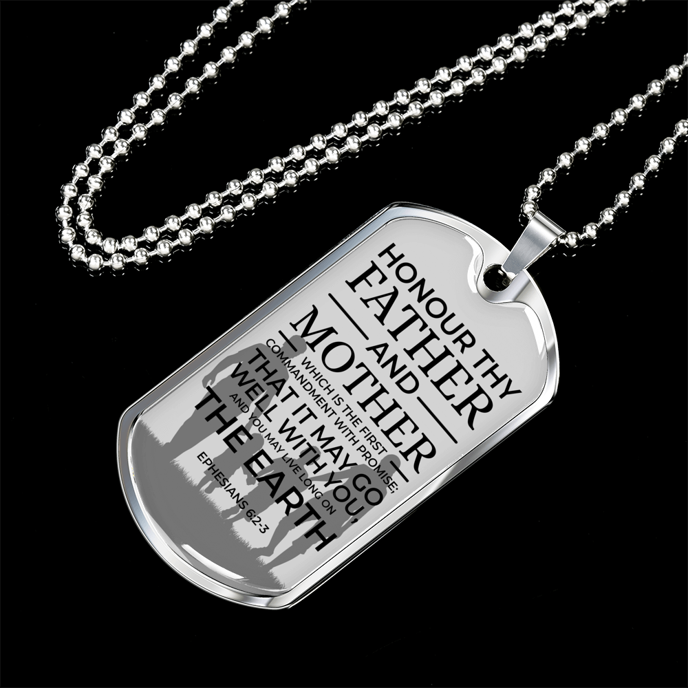 Honor Your Parents Necklace Bible Verse Dog Tag Pendant Necklace-Express Your Love Gifts