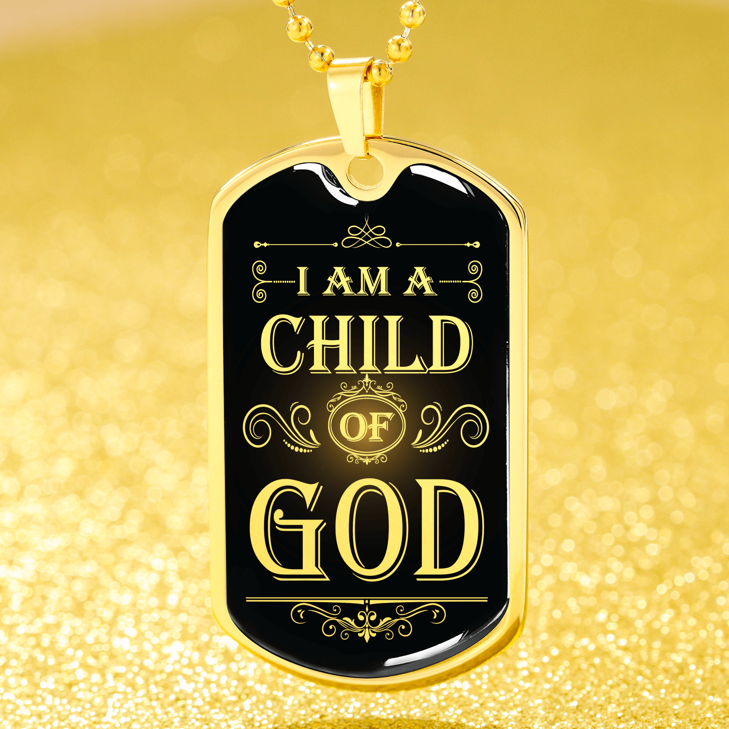 I Am a Child Of God Necklace Stainless Steel or 18k Gold Dog Tag 24" Chain - Express Your Love Gifts