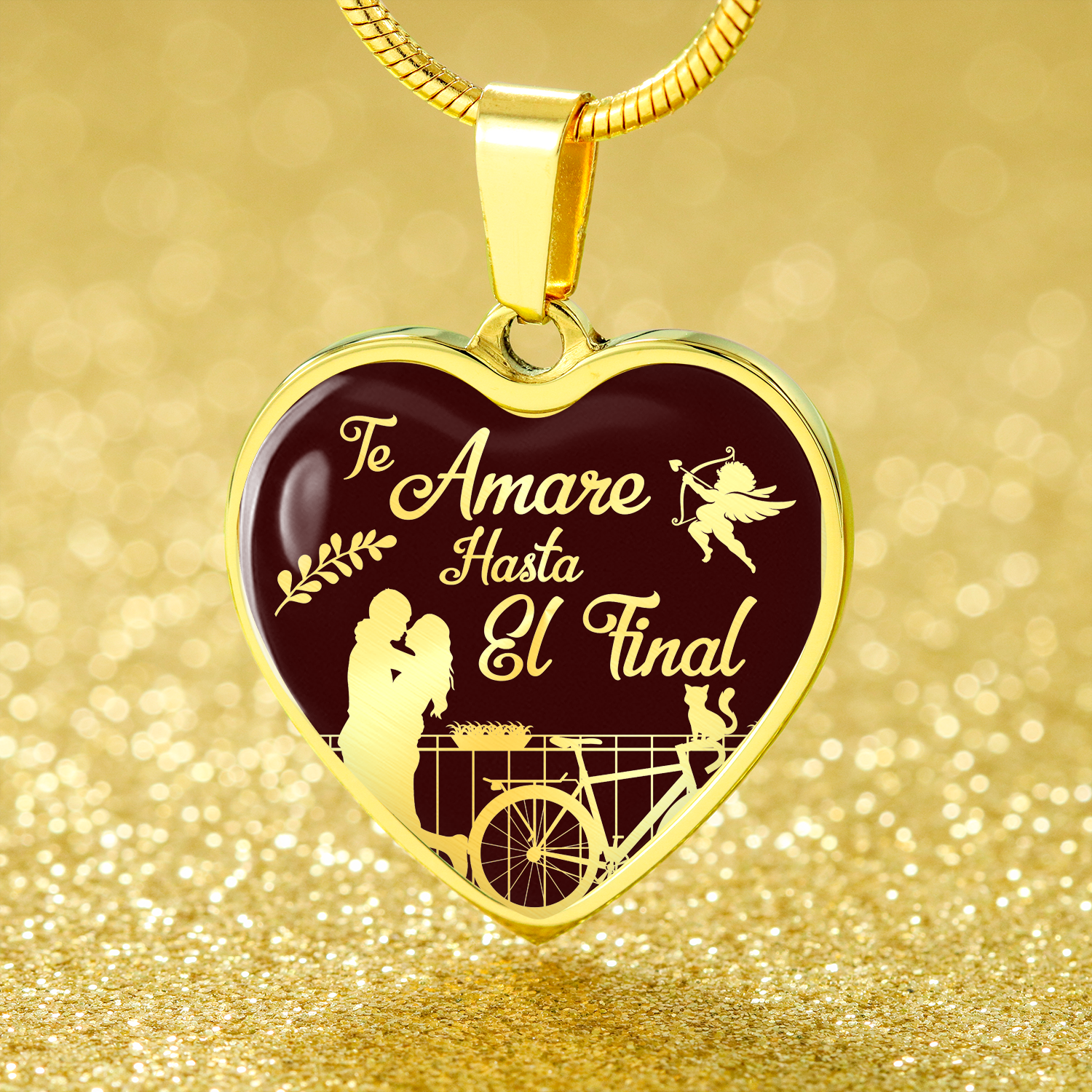 I Love You Till The End Necklace Te Amare Hasta El Final Stainless Steel or 18k Gold Heart Pendant 18-22"'' - Express Your Love Gifts