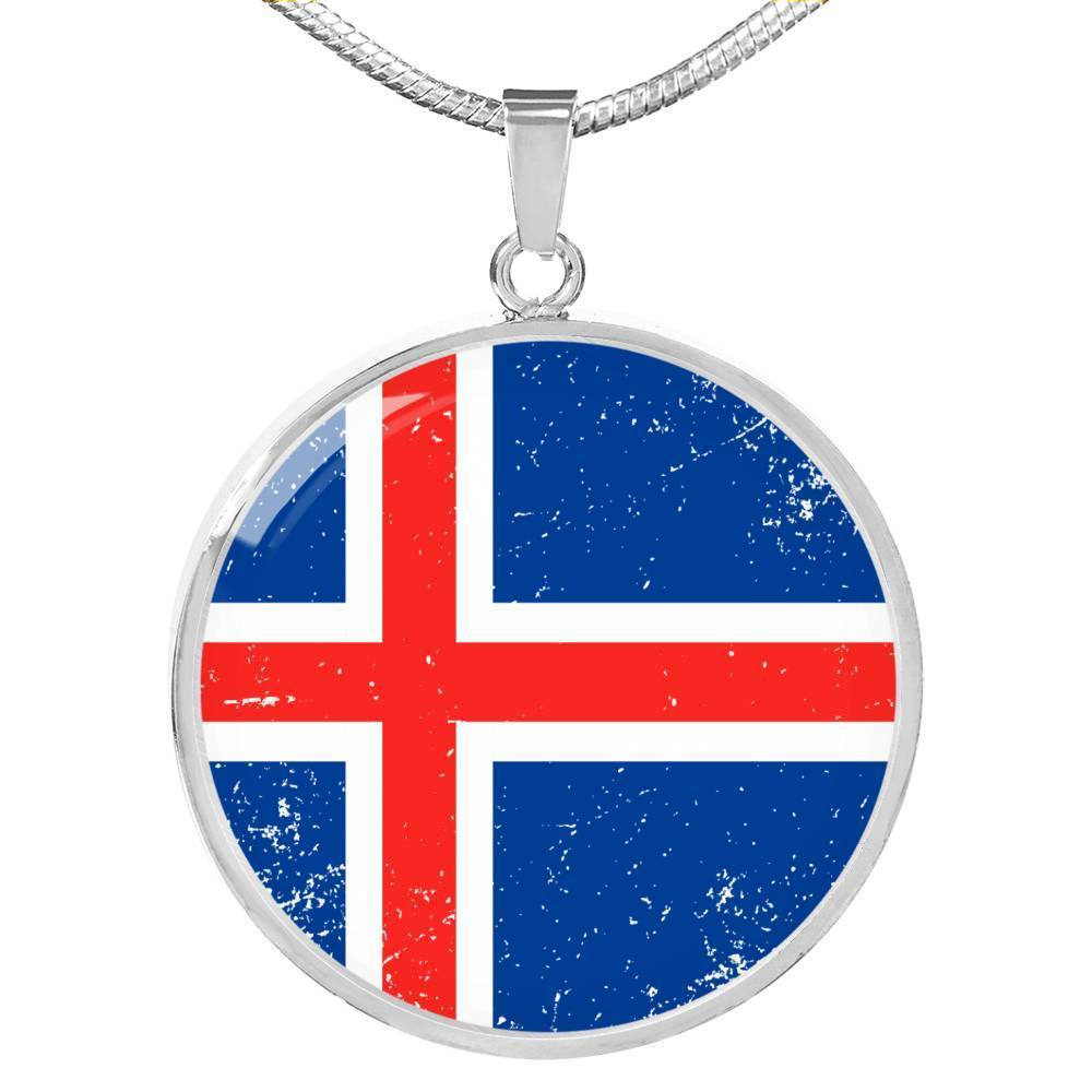 Iceland Flag Necklace Iceland Flag Stainless Steel or 18k Gold 18-22" - Express Your Love Gifts