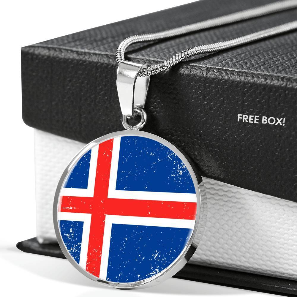 Iceland Flag Necklace Iceland Flag Stainless Steel or 18k Gold 18-22" - Express Your Love Gifts