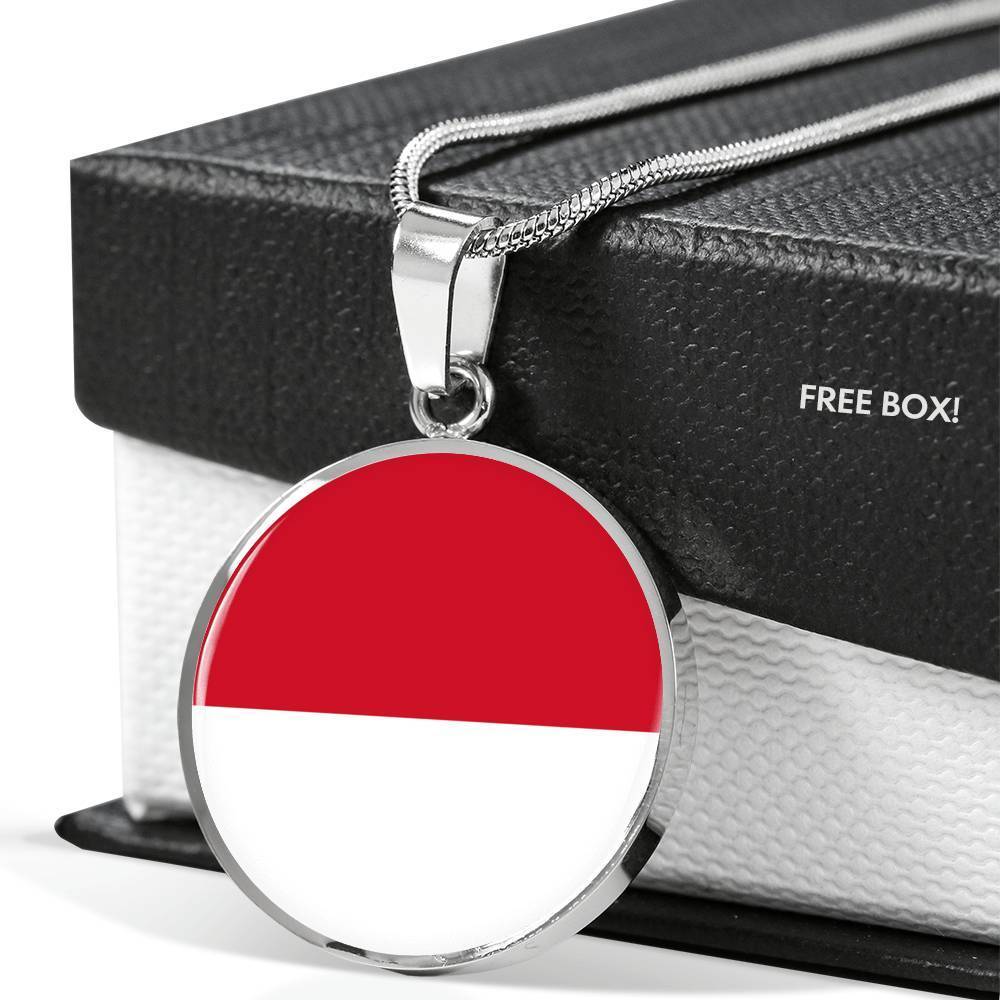 Indonesia Flag Necklace Indonesia Flag Stainless Steel or 18k Gold 18-22" - Express Your Love Gifts
