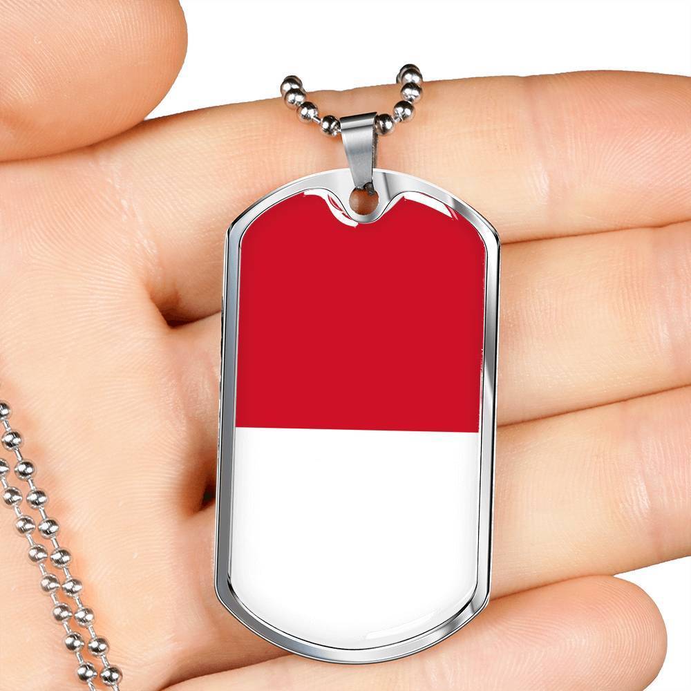 Indonesia Flag Necklace Indonesia Flag Stainless Steel or 18k Gold Dog Tag 24" - Express Your Love Gifts