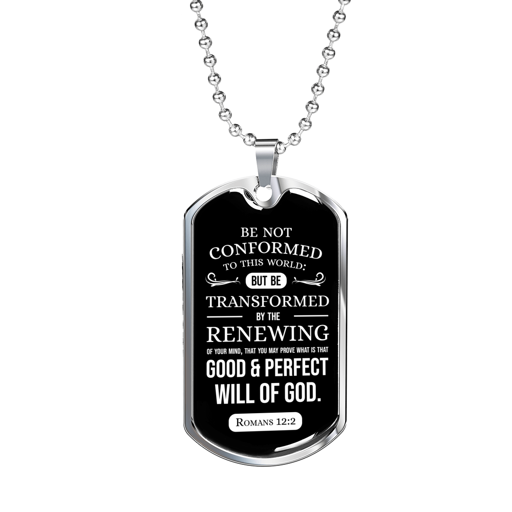 Inspirational Verse Necklace Will Of God Stainless Steel or 18k Gold Dog Tag W 24"-Express Your Love Gifts