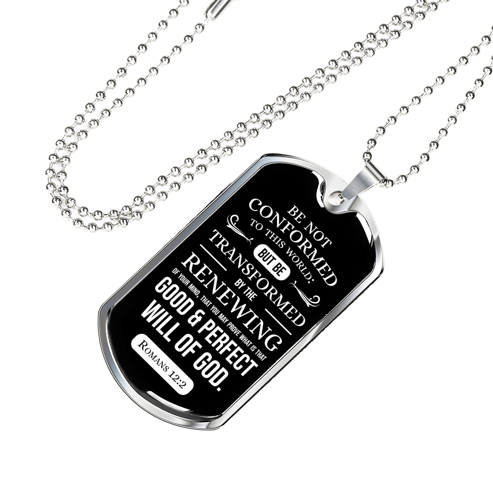 Inspirational Verse Necklace Will Of God Stainless Steel or 18k Gold Dog Tag W 24"-Express Your Love Gifts