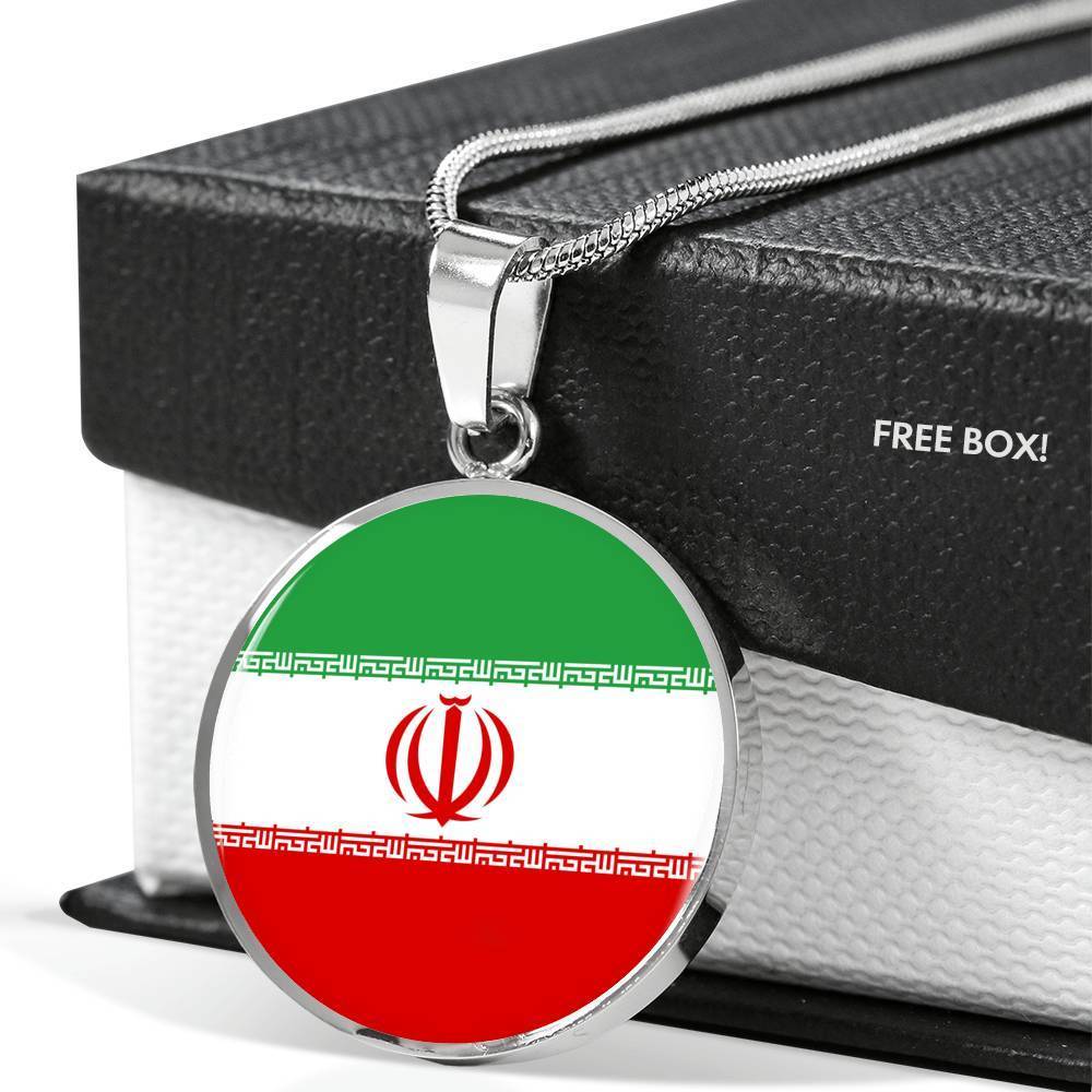 Iran Flag Necklace Iran Flag Stainless Steel or 18k Gold 18-22" - Express Your Love Gifts