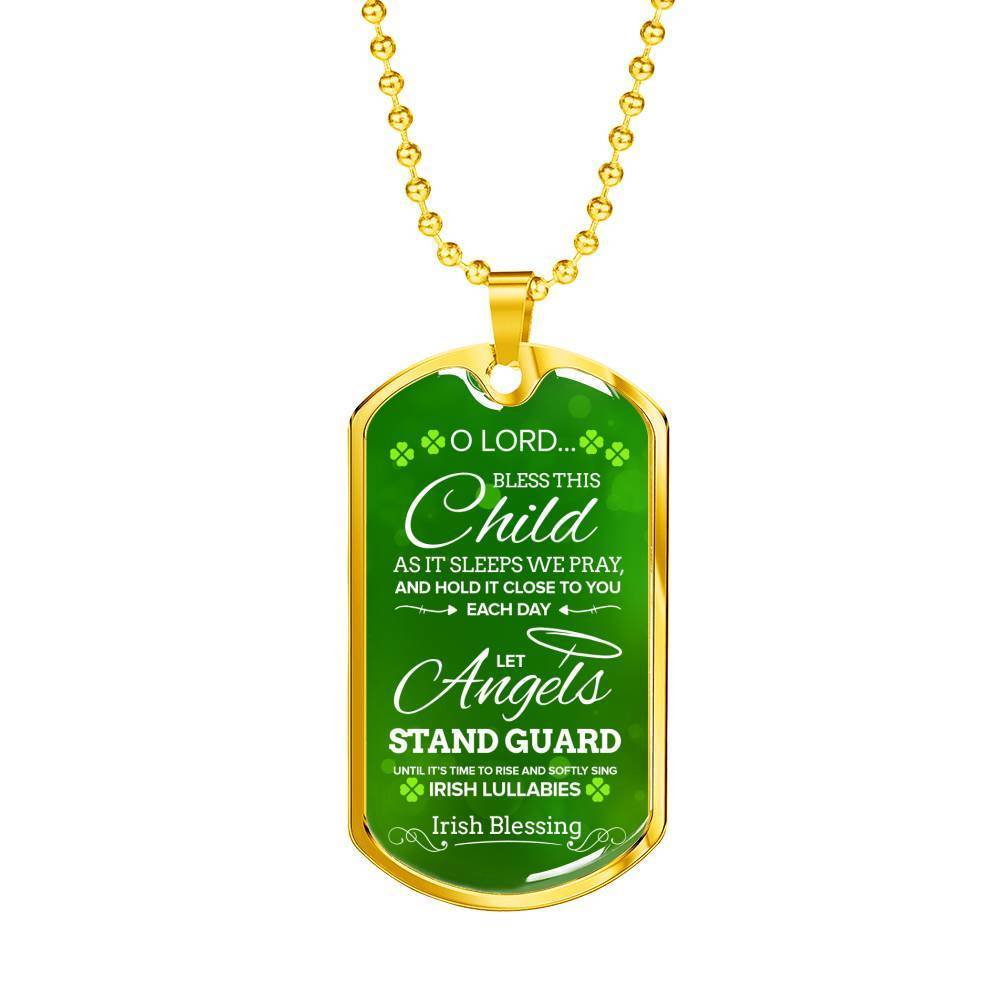 Irish Religious Gift Blessing Prayer Necklace Stainless Steel or 18k Gold Dog Tag 24" Chain-Express Your Love Gifts