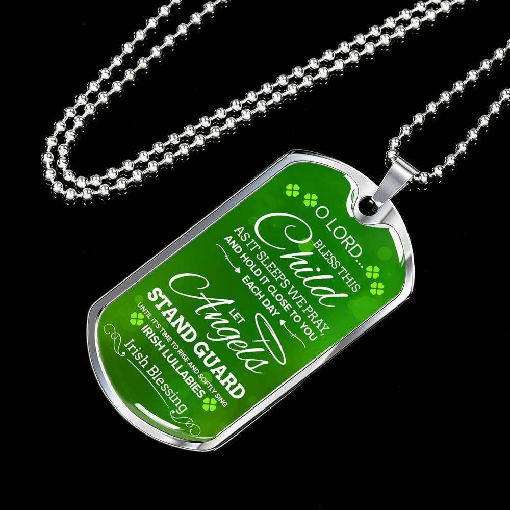 Irish Religious Gift Blessing Prayer Necklace Stainless Steel or 18k Gold Dog Tag 24" Chain-Express Your Love Gifts