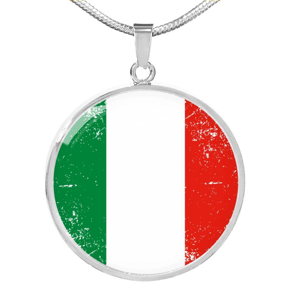 Italy Flag Necklace Italy Flag Stainless Steel or 18k Gold 18-22" - Express Your Love Gifts