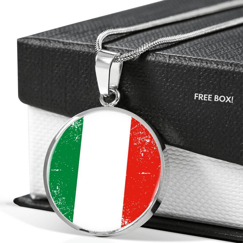 Italy Flag Necklace Italy Flag Stainless Steel or 18k Gold 18-22" - Express Your Love Gifts