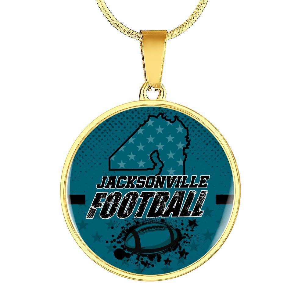 Jacksonville Fan Football Circle Necklace Stainless Steel or 18k Gold 18-22"-Express Your Love Gifts