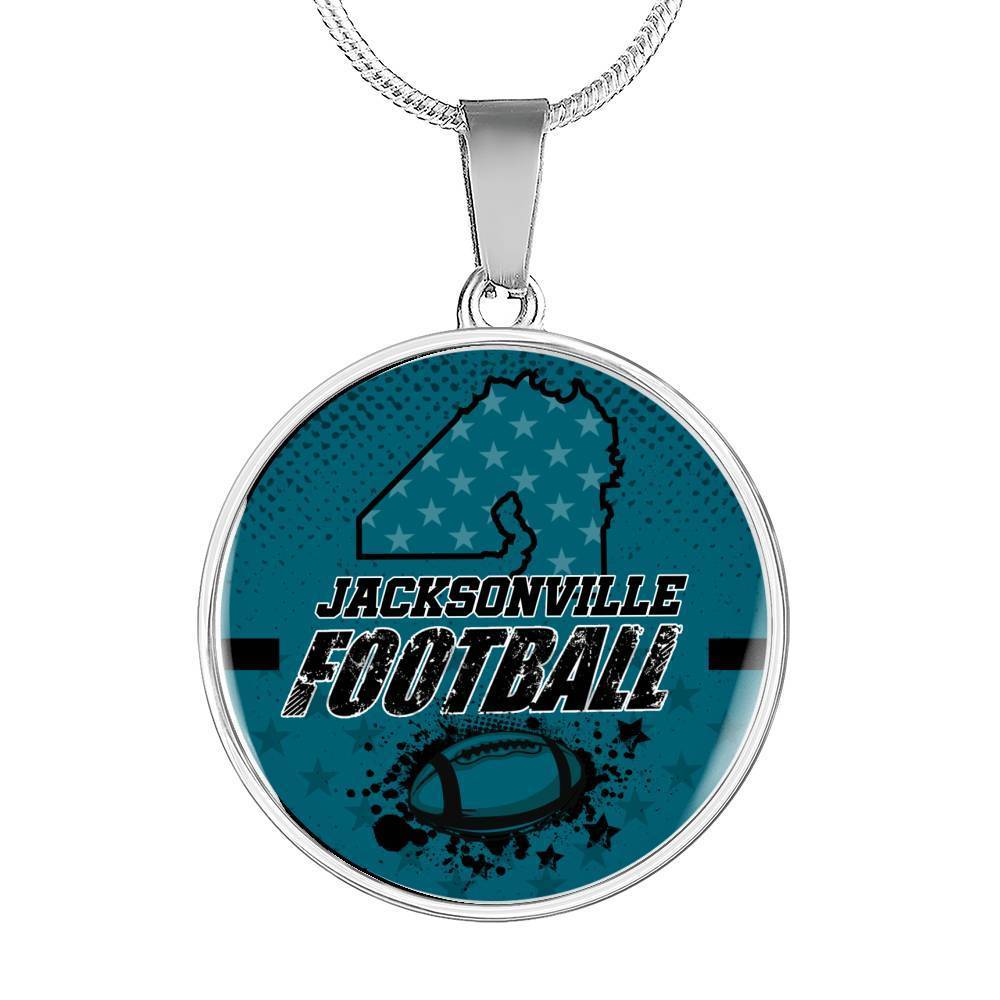 Jacksonville Fan Football Circle Necklace Stainless Steel or 18k Gold 18-22"-Express Your Love Gifts