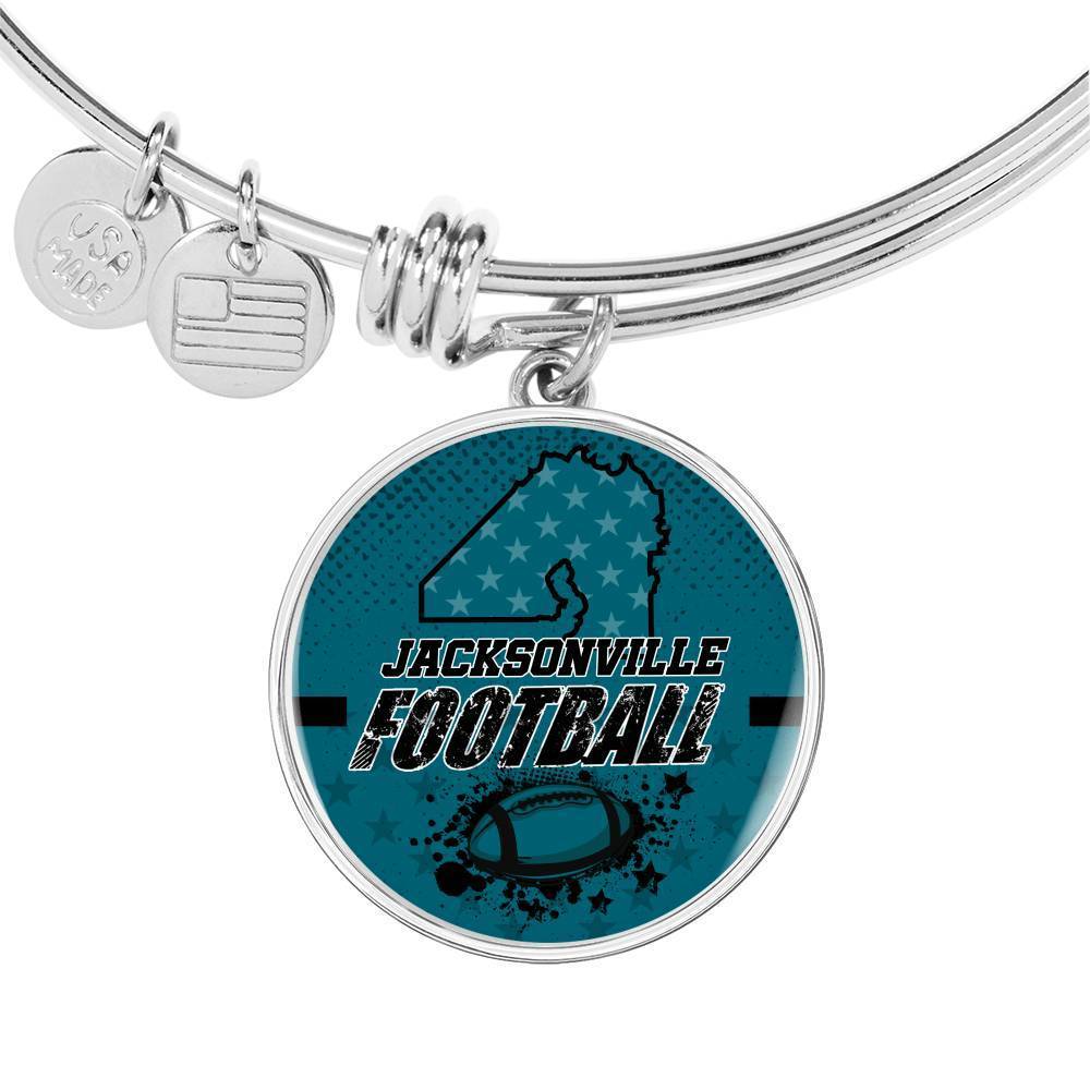 Jacksonville Fan Football Sports Gift Stainless Steel or 18k Gold Circle Bracelet Bangle - Express Your Love Gifts
