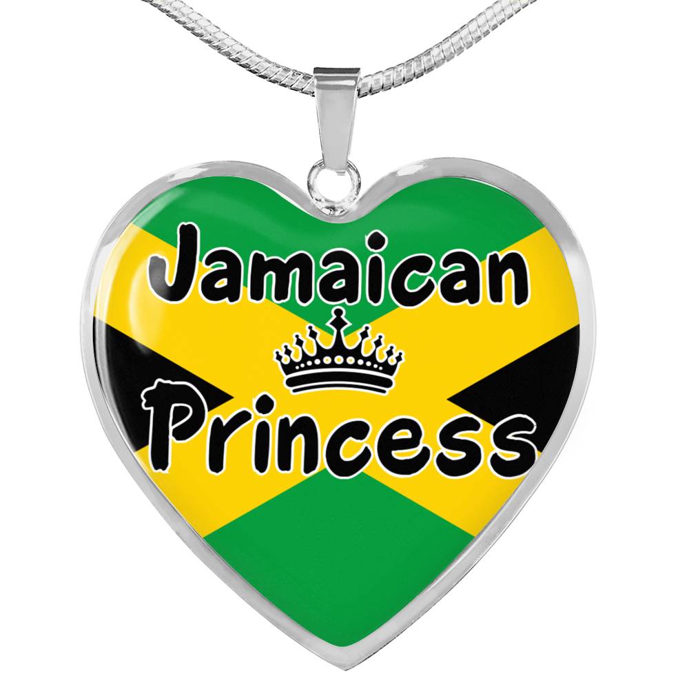 Jamaican Princess Necklace Stainless Steel or 18k Gold Heart Pendant 18-22'' - Express Your Love Gifts