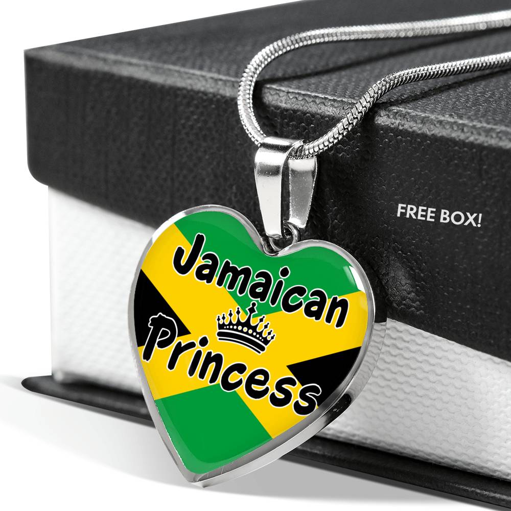 Jamaican Princess Necklace Stainless Steel or 18k Gold Heart Pendant 18-22'' - Express Your Love Gifts