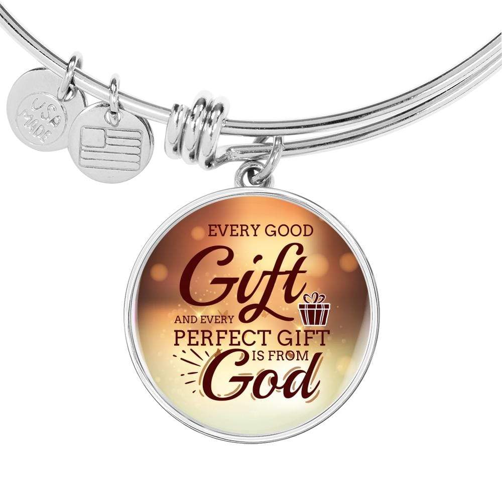 James 1:17 Perfect Gift Stainless Steel or 18k Gold Circle Bangle Bracelet - Express Your Love Gifts