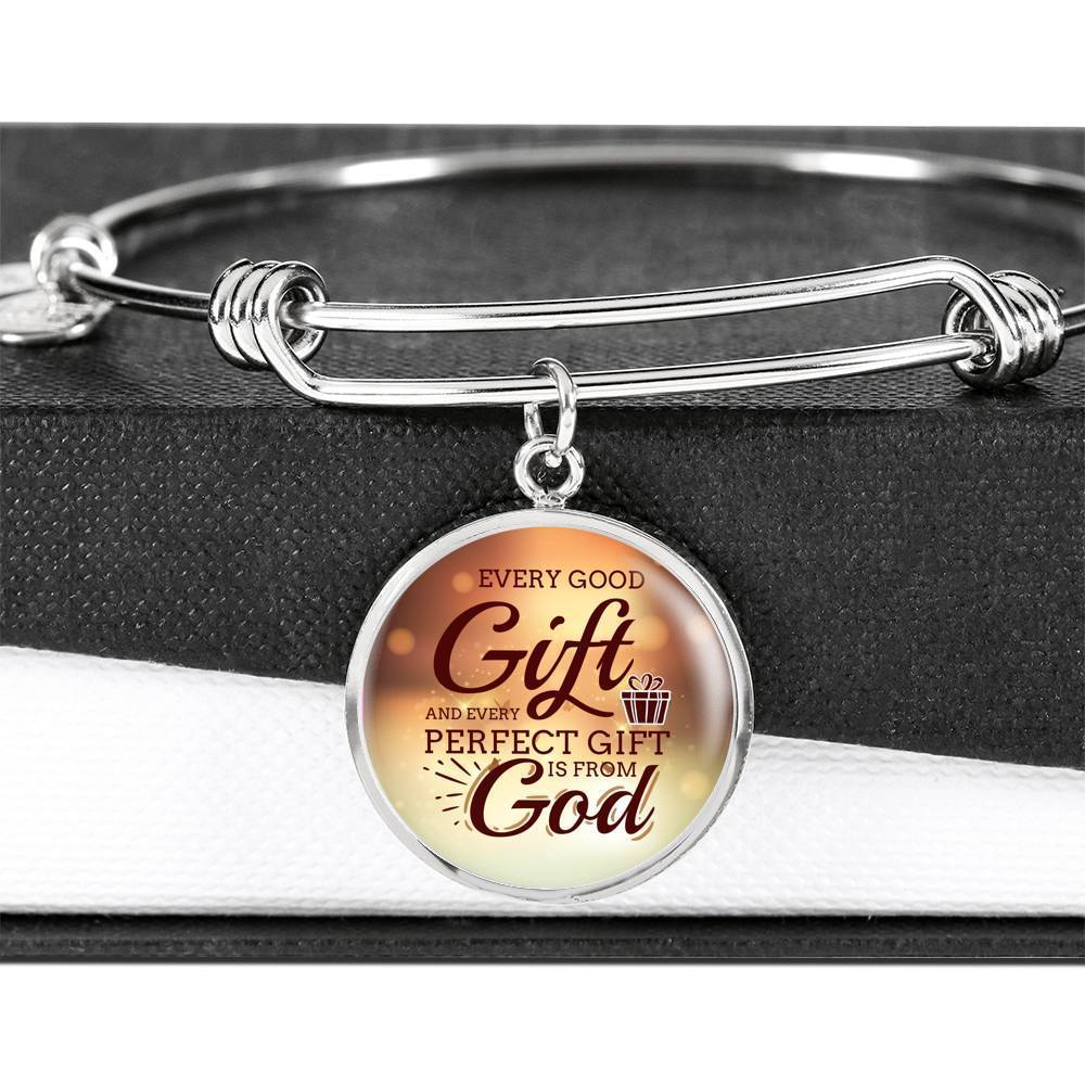 James 1:17 Perfect Gift Stainless Steel or 18k Gold Circle Bangle Bracelet - Express Your Love Gifts