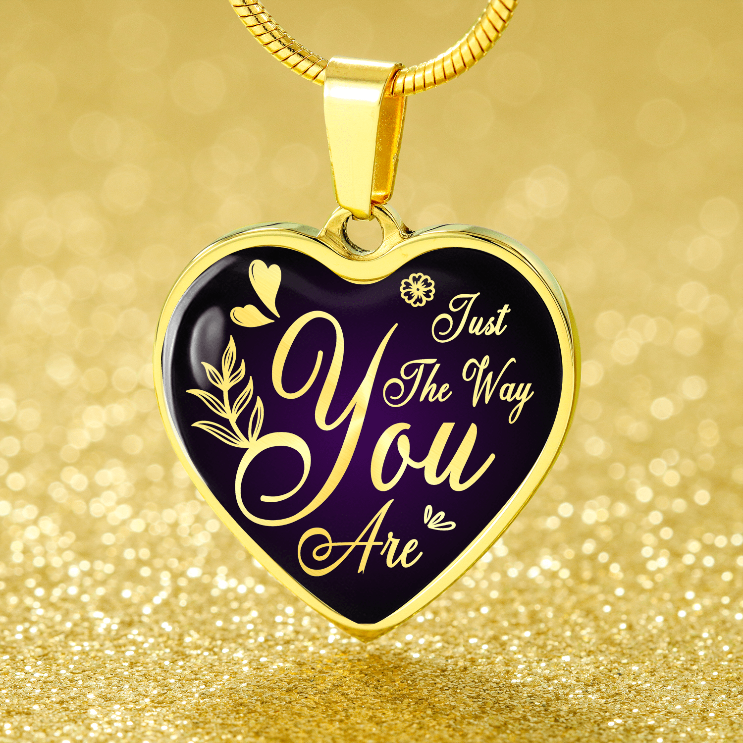 Just The Way You Are Necklace Stainless Steel or 18k Gold Heart Pendant 18-22" - Express Your Love Gifts