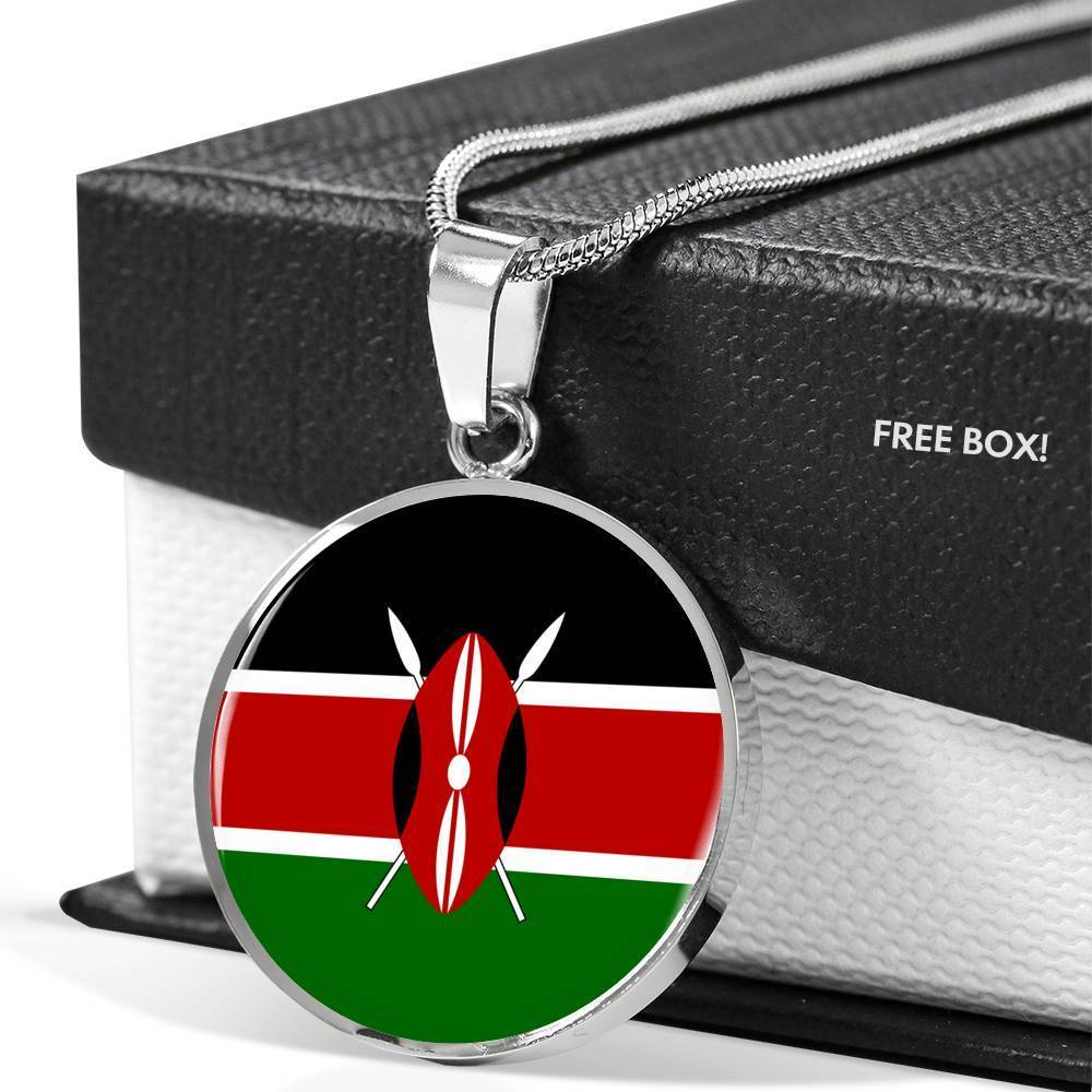 Kenya Flag Necklace Kenya Flag Stainless Steel or 18k Gold 18-22" - Express Your Love Gifts