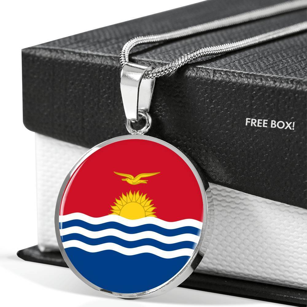 Kiribati Flag Necklace Kiribati Flag Stainless Steel or 18k Gold 18-22" - Express Your Love Gifts