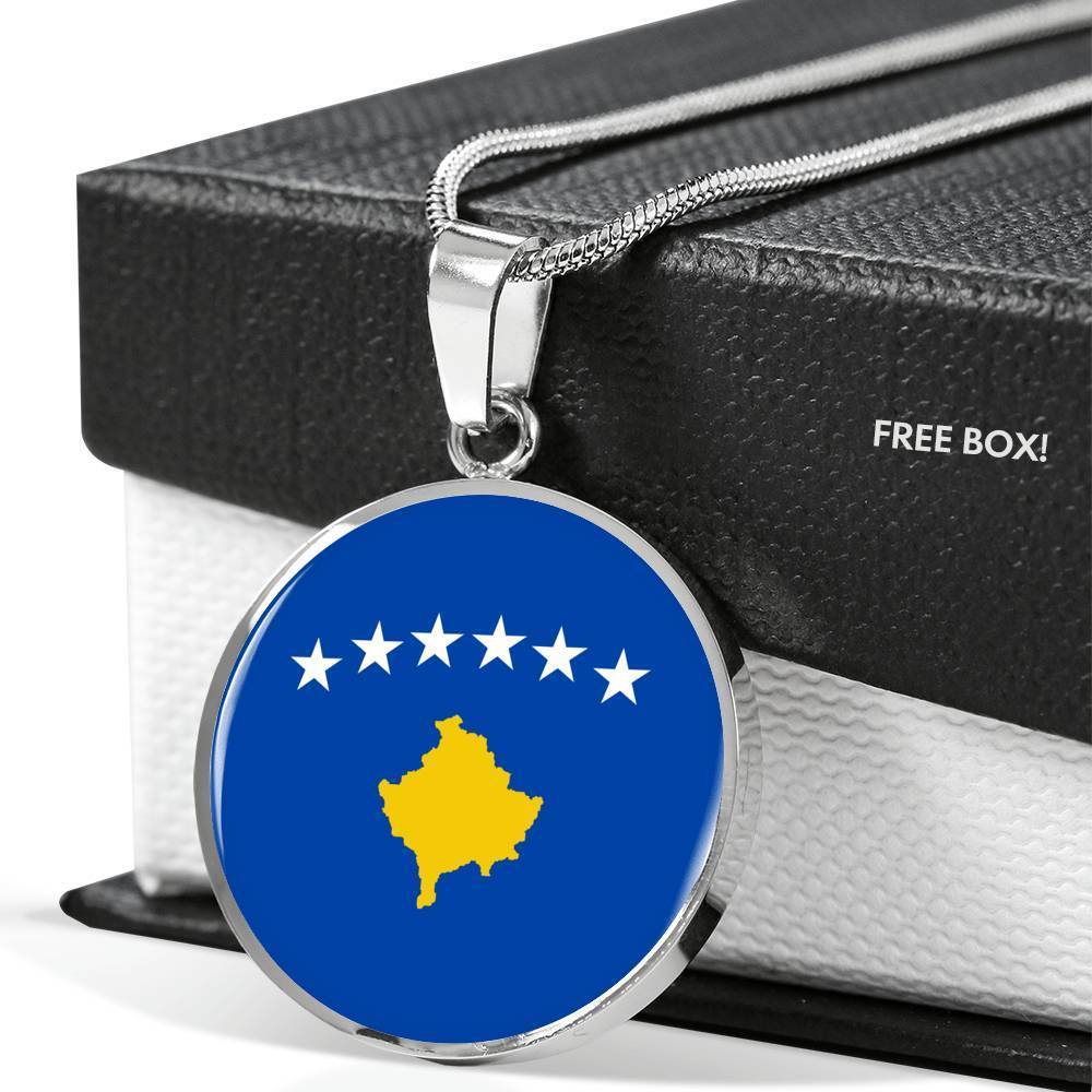 Kosovo Flag Necklace Kosovo Flag Stainless Steel or 18k Gold 18-22" - Express Your Love Gifts