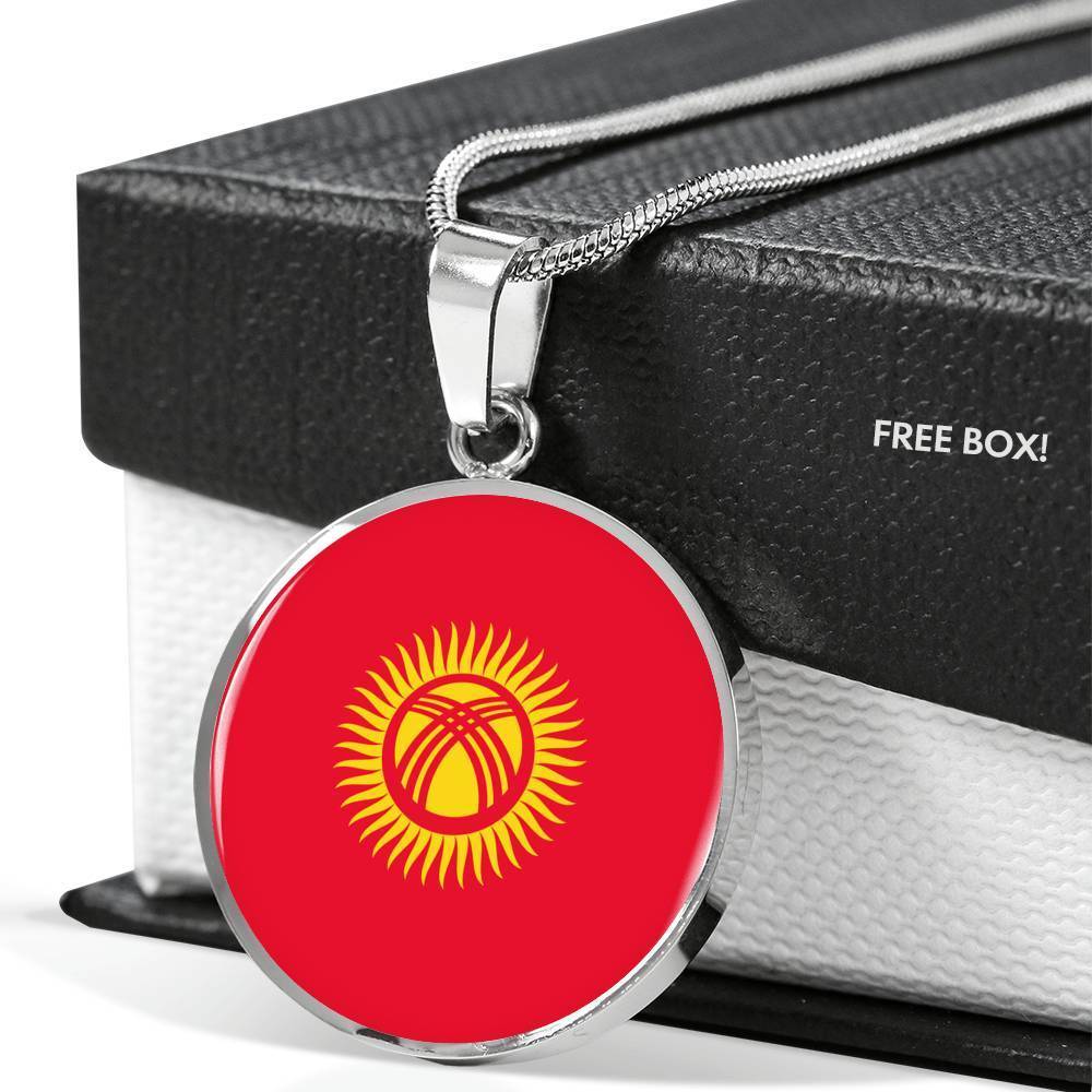Kyrgyzstan Flag Necklace Kyrgyzstan Flag Stainless Steel or 18k Gold 18-22" - Express Your Love Gifts