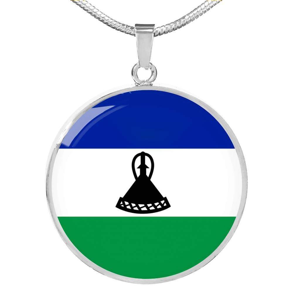 Lesotho Flag Necklace Lesotho Flag Necklace Latvia Flag Necklace Stainless Steel or 18k Gold 18-22" - Express Your Love Gifts