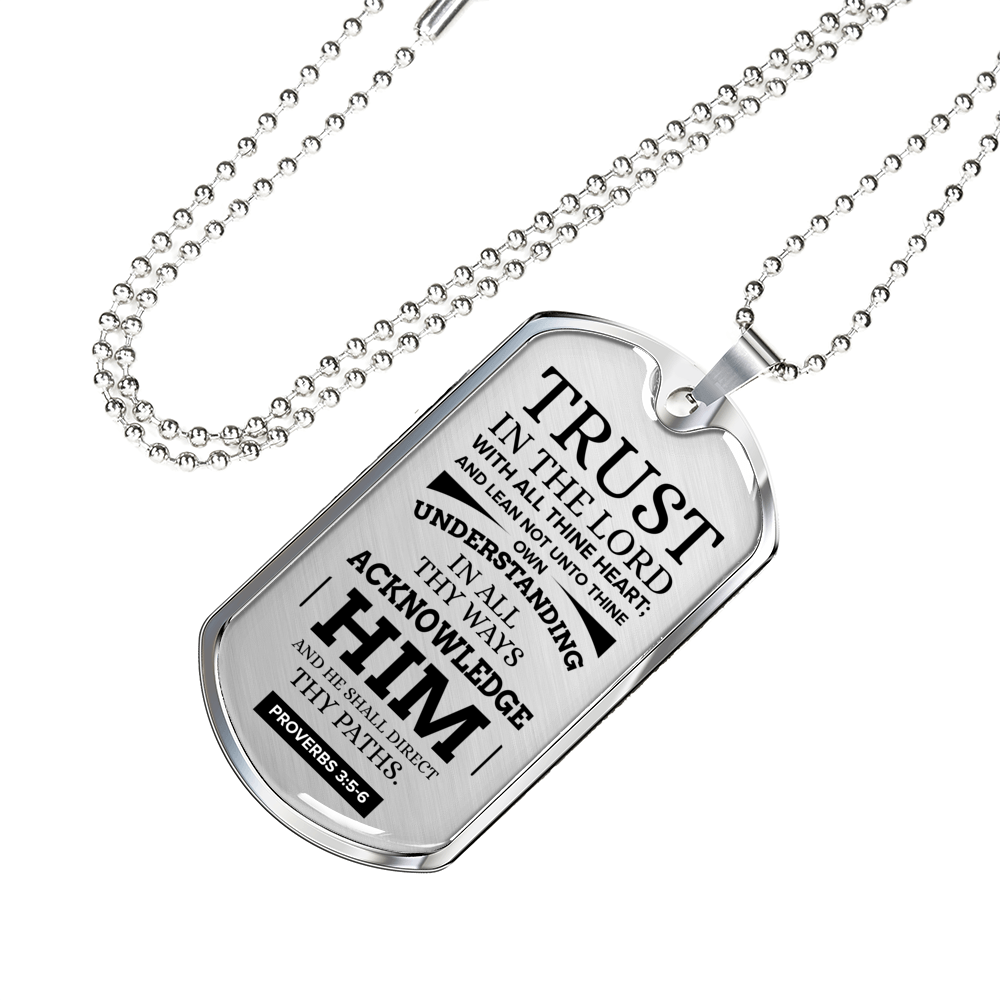 Let God Direct Your Path Christian Faith Necklace Stainless Steel or 18k Gold Dog Tag 24" Chain-Express Your Love Gifts