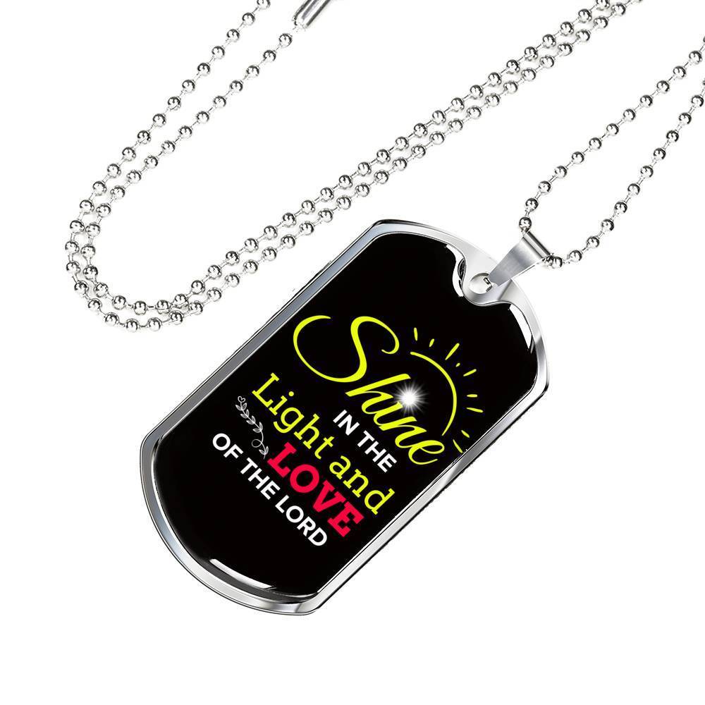 Let God's Light And Love Shine Necklace Stainless Steel or 18k Gold Dog Tag 24" Chain-Express Your Love Gifts