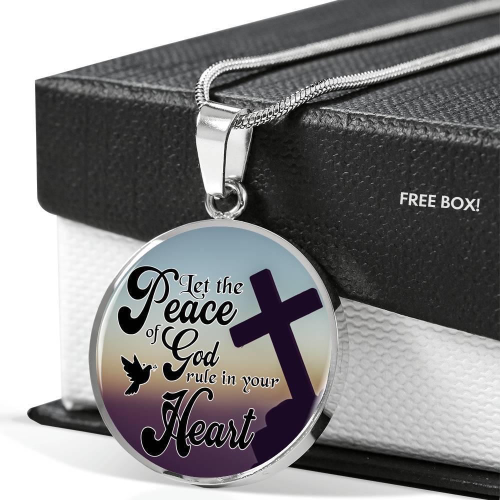 Let The Peace Of God Rule In Your Heart Christian Faith Circle Necklace-Express Your Love Gifts