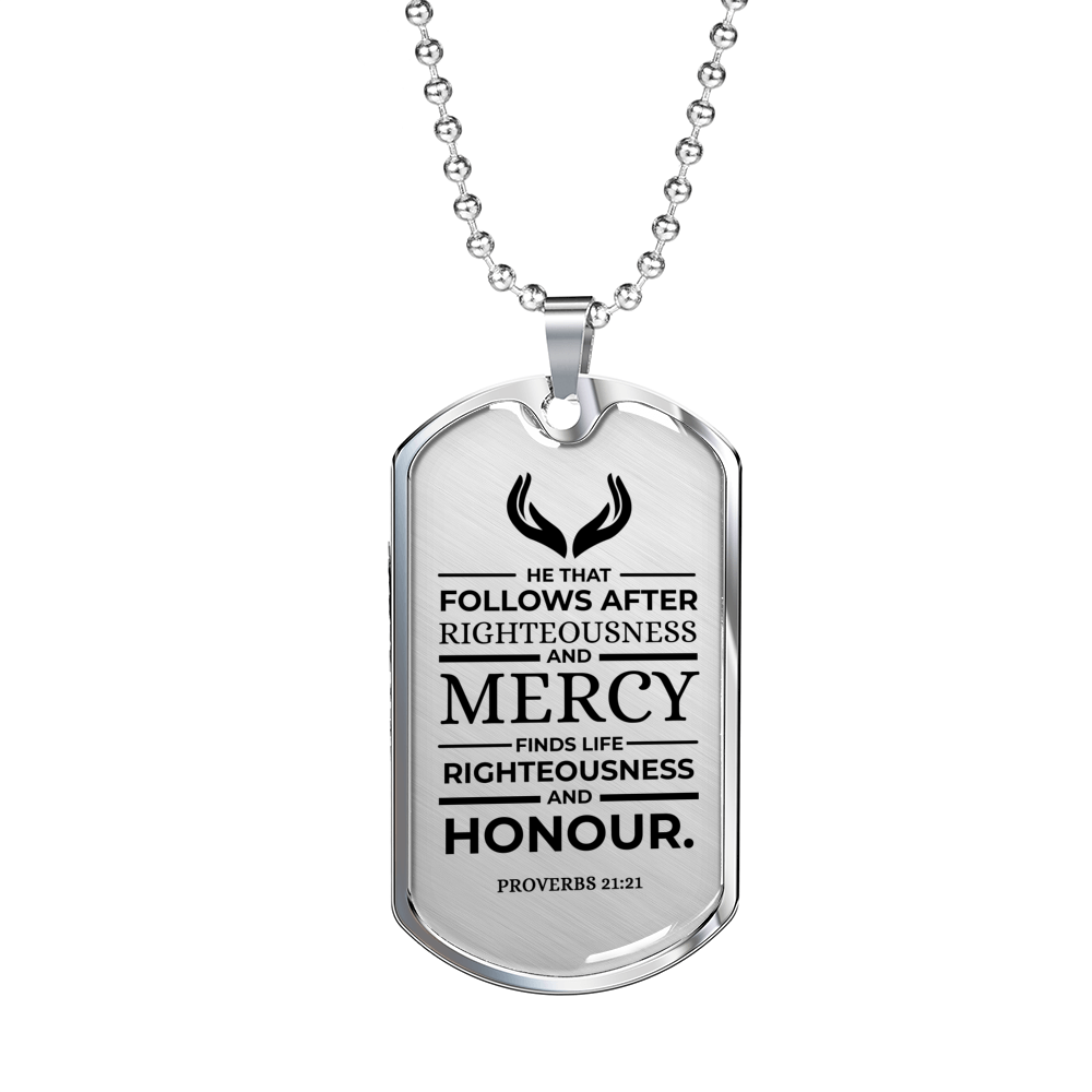 Life Living In Righteousness Necklace Stainless Steel or 18k Gold Dog Tag 24" Chain-Express Your Love Gifts