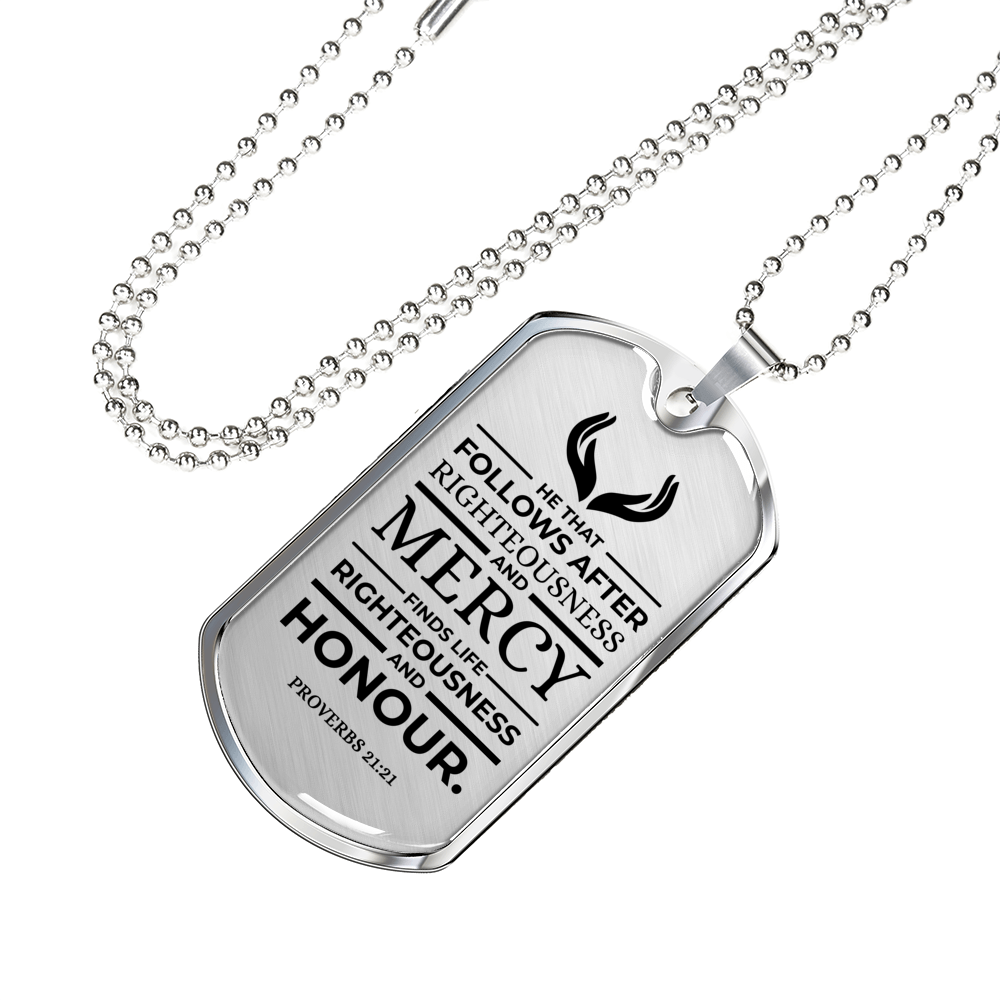 Life Living In Righteousness Necklace Stainless Steel or 18k Gold Dog Tag 24" Chain-Express Your Love Gifts