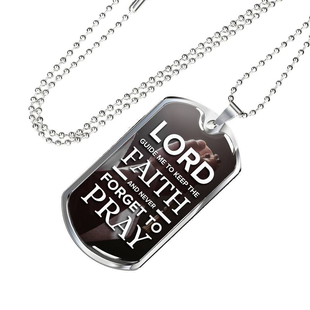 Lord Guide Me Catholic Necklace Stainless Steel or 18k Gold Dog Tag 24" Chain-Express Your Love Gifts