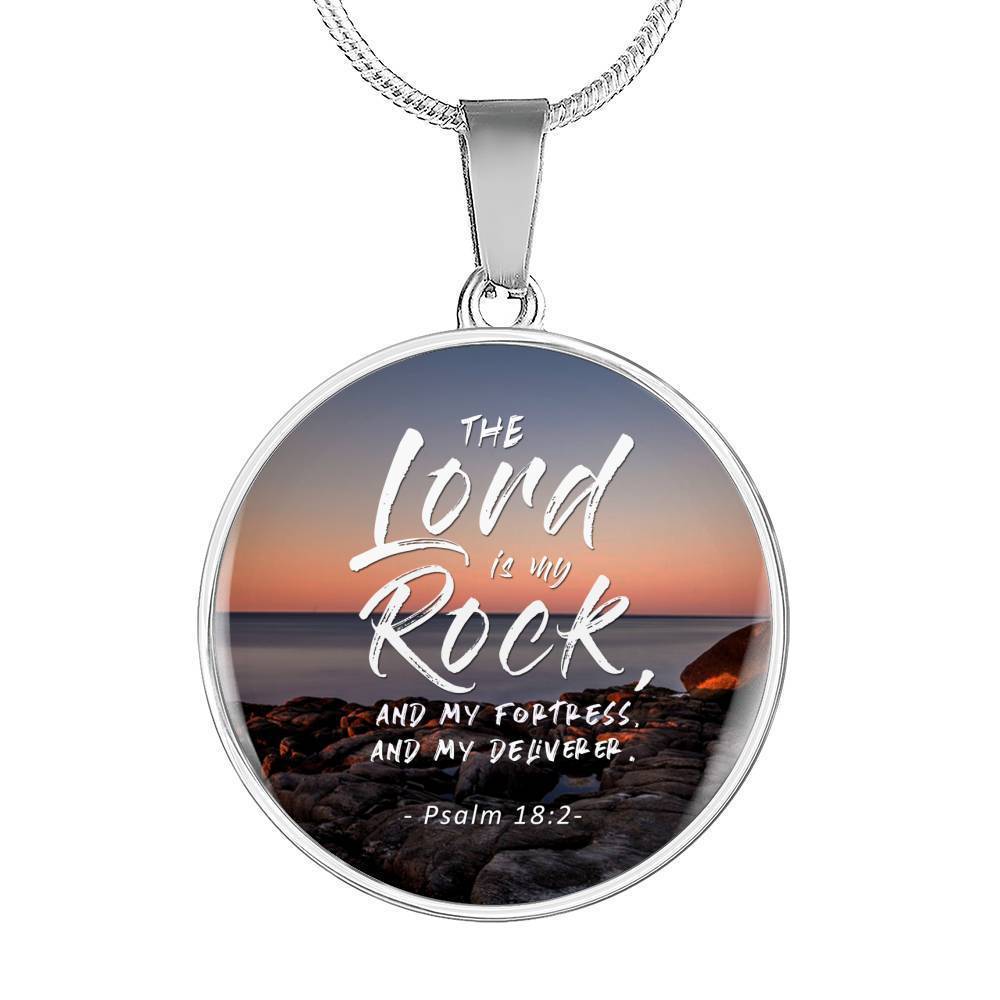 Lord Is My Rock Psalm Gift Circle Necklace Stainless Steel or 18k Gold 18-22"-Express Your Love Gifts