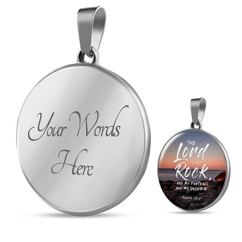 Lord Is My Rock Psalm Gift Circle Necklace Stainless Steel or 18k Gold 18-22"-Express Your Love Gifts