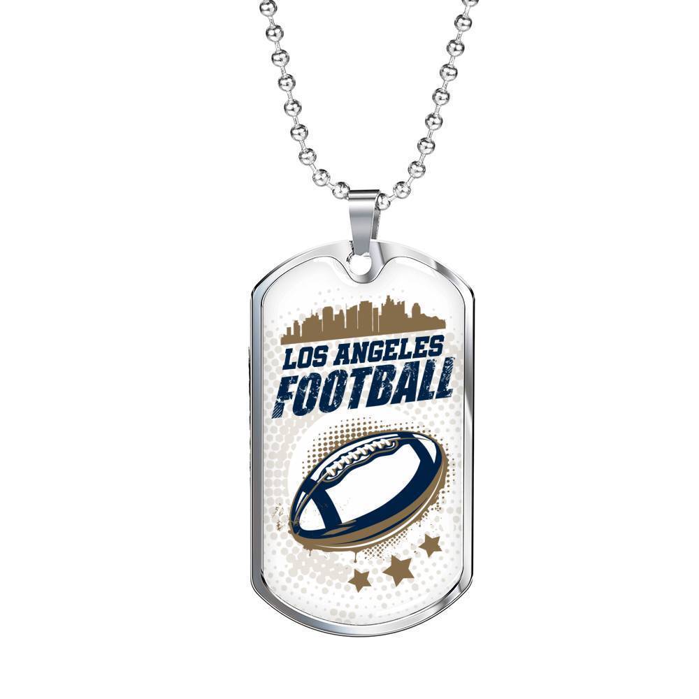 Los Angeles Football Necklace Stainless Steel or 18k Gold Dog Tag 24" Chain-Express Your Love Gifts