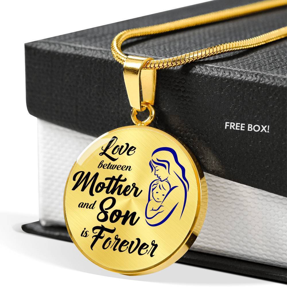 Love Between Mother And Son Is Forever Circle Necklace 18k Gold 18-22"-Express Your Love Gifts