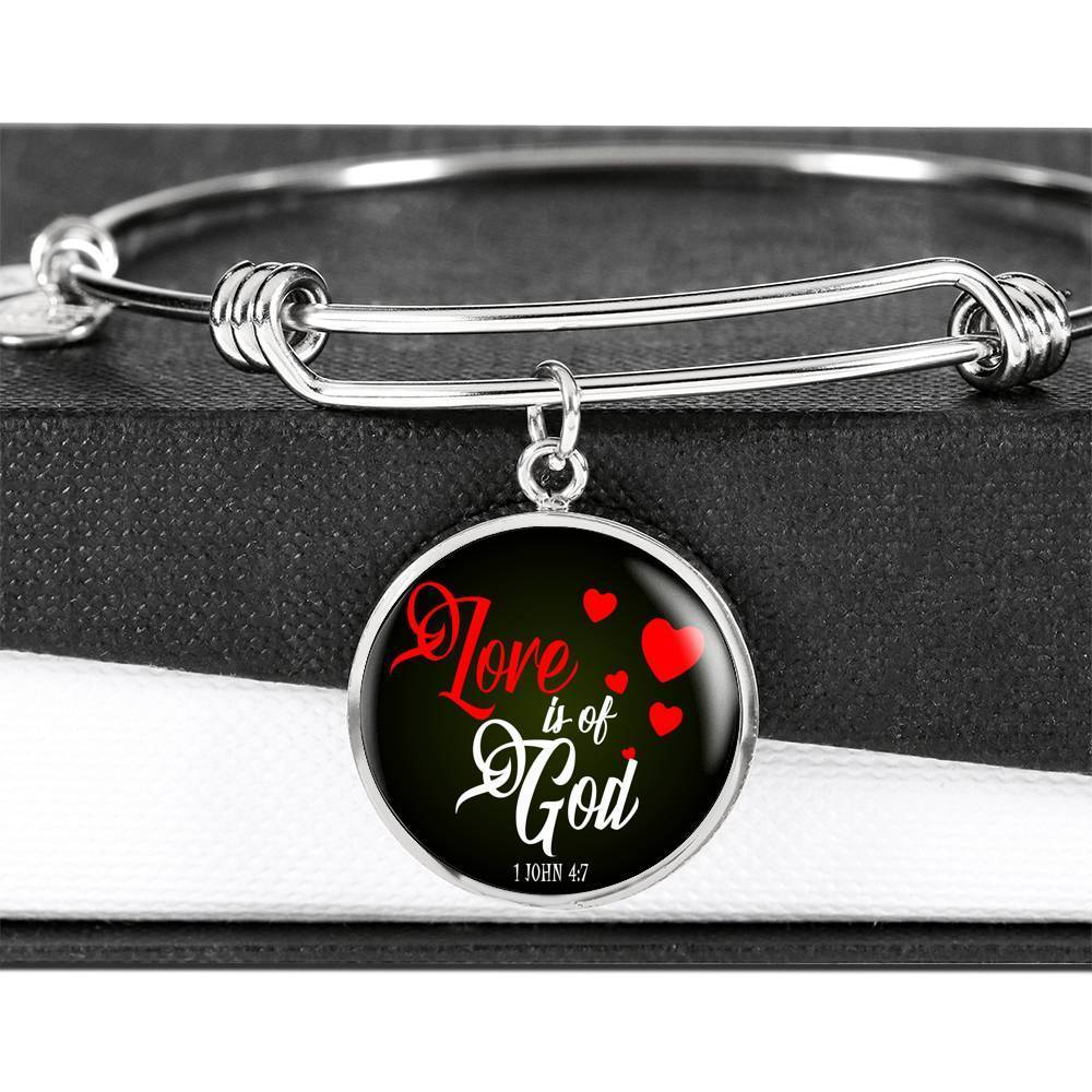 Love Is Of God 1 John 4:7 Circle Bracelet Bangle - Express Your Love Gifts