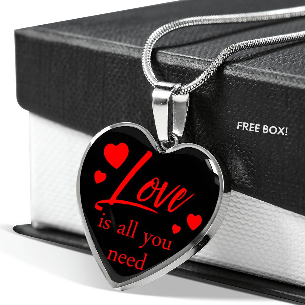 Love is You Need Necklace Stainless Steel or 18k Gold Heart Pendant 18-22'' - Express Your Love Gifts