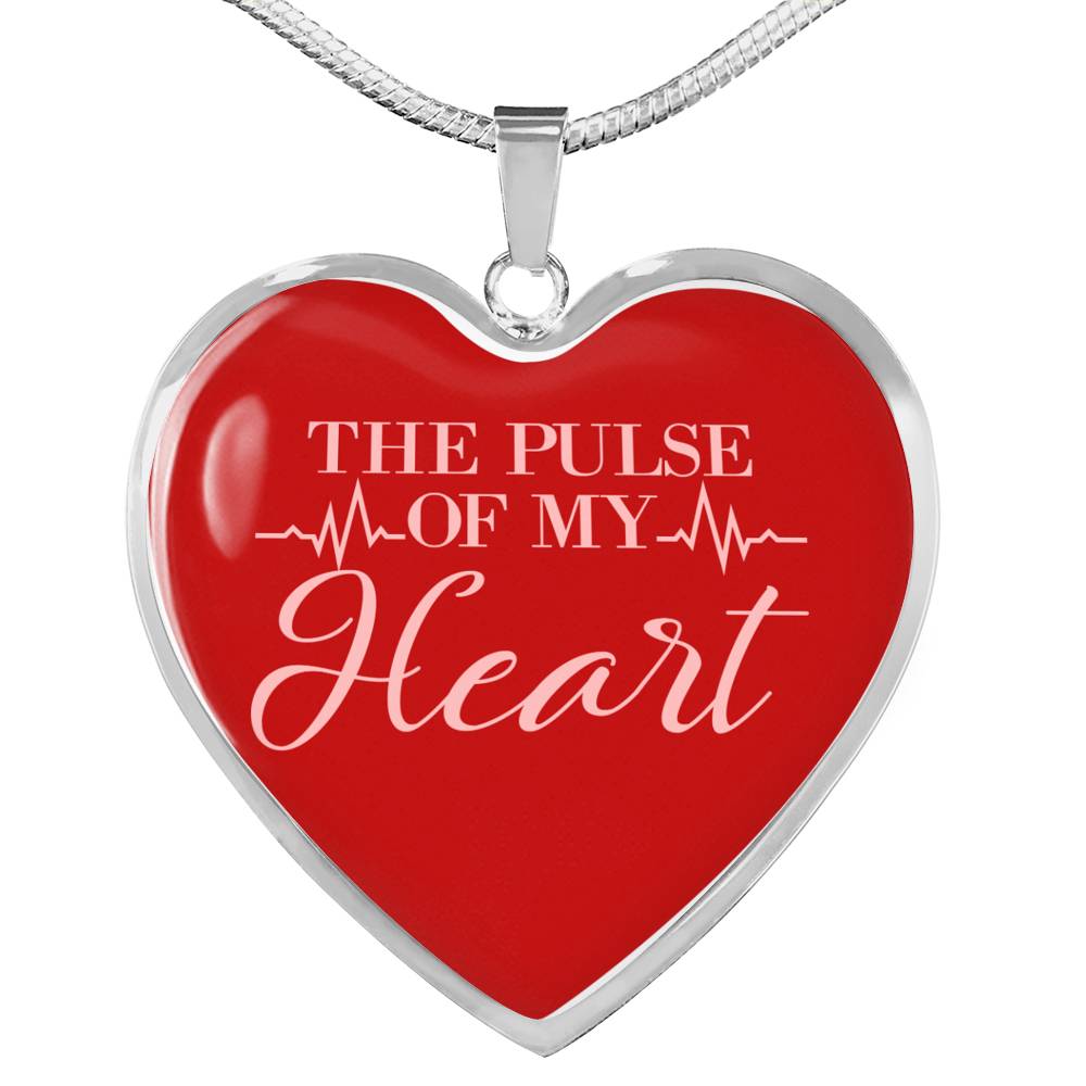 Love Message The Pulse Of My Heart Heart Necklace Stainless Steel or 18k Gold Pendant 18-22" - Express Your Love Gifts