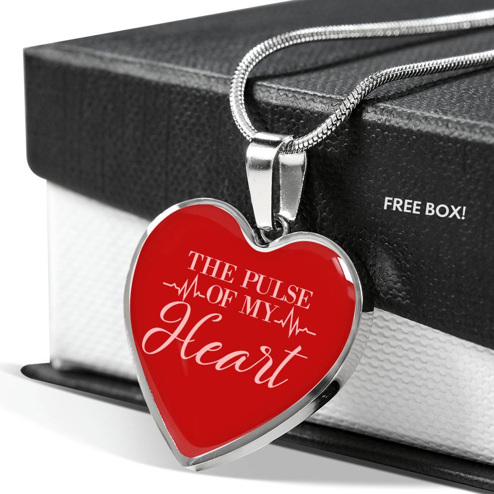 Love Message The Pulse Of My Heart Heart Necklace Stainless Steel or 18k Gold Pendant 18-22" - Express Your Love Gifts