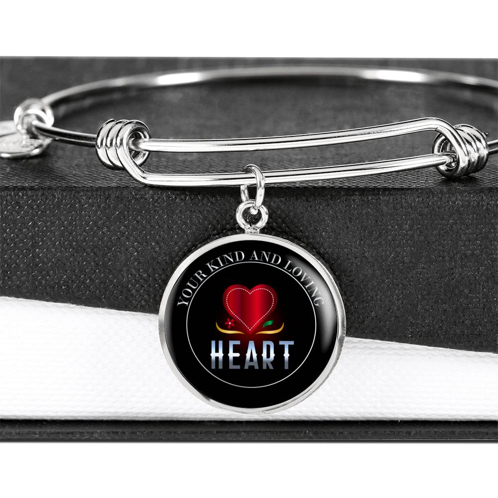 Love Message Your Kind And Loving Heart Circle Bangle Bracelet Stainless Steel or 18k Gold" - Express Your Love Gifts