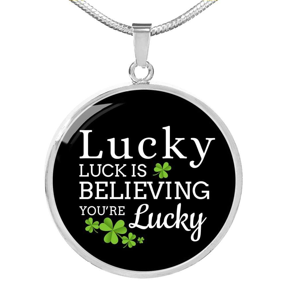 Luck Necklace Gift Circle Pendant Stainless Steel or 18k Gold 18-22" - Express Your Love Gifts